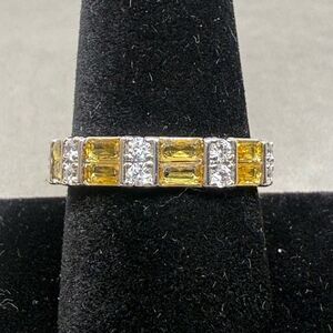 Bomb Party Ring size 10 lab created Topaz rhodium plated band RBP 4365